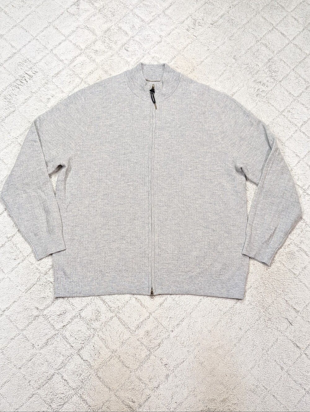 Billy Reid Sweater Mens XXL Gray Wool Knit Full Zip Mock Neck Bomber Soft
